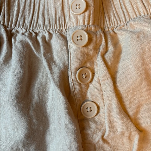 LOFT Cream Button-Front Pants - Picture 2 of 3